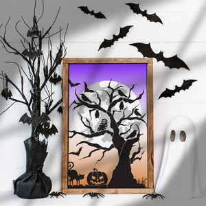 Spooky Tree with Harvest Moon Layering Stencil-Halloween-Essential Stencil