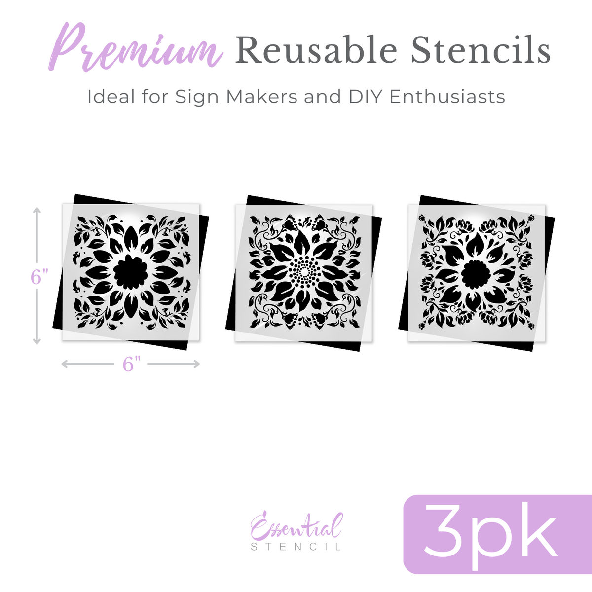 Sunflower Tiles Mini Stencils (3 Pack)-Spring-Essential Stencil