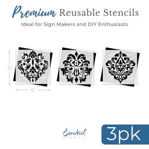 Damask Mini Stencil Set (3pk)-Collaboration-Essential Stencil