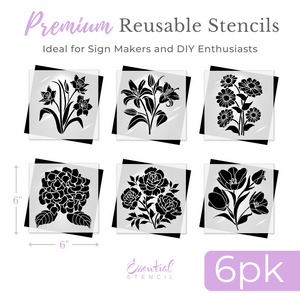 Lovely Florals Mini Stencils (6 Pack)-Spring-Essential Stencil
