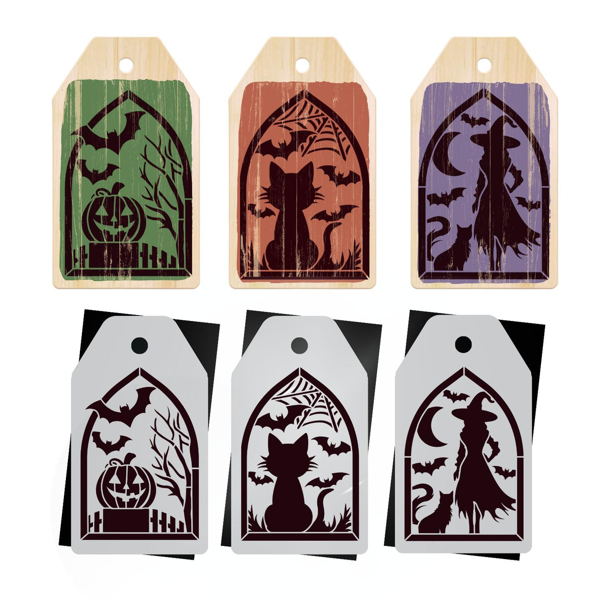 Spooky Trio Mini Tags Stencil Set (3 Pack)-Halloween-Essential Stencil