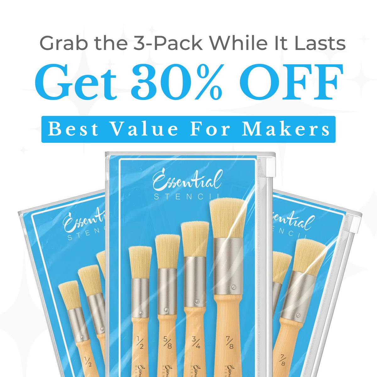 Stencil Brush Set | Pure Natural Bristle Brushes-Brushes-Essential Stencil