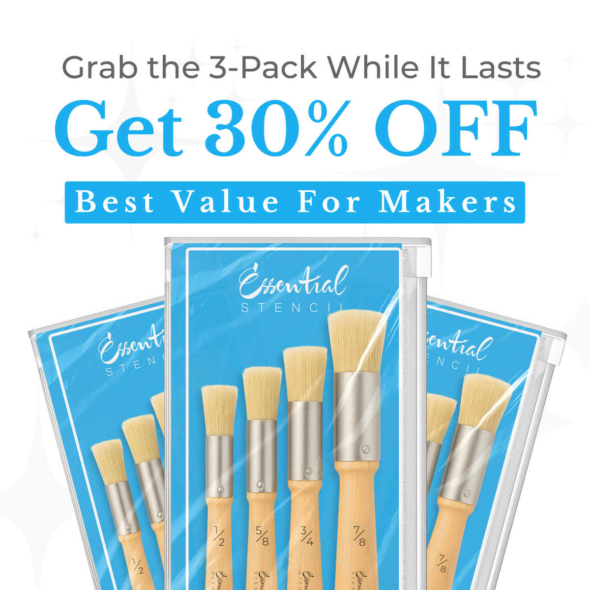 Stencil Brush Set | Pure Natural Bristle Brushes-Brushes-Essential Stencil