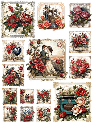 Romantic Vintage Stamps Rub-on Transfer Set-Rub-on Transfer-Essential Stencil