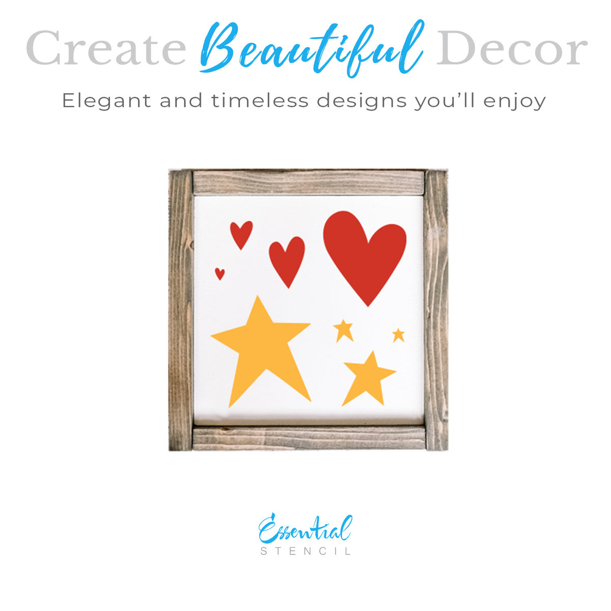 Hearts and Stars 11 x 11 Stencil-Fall-Essential Stencil