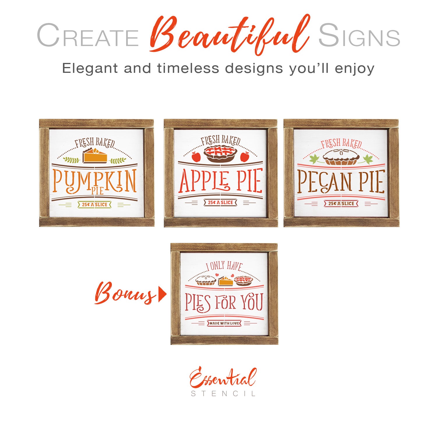 Simple Fall Stencils for Wood Signs - Mini Size (3 Pack) - Essential Stencil