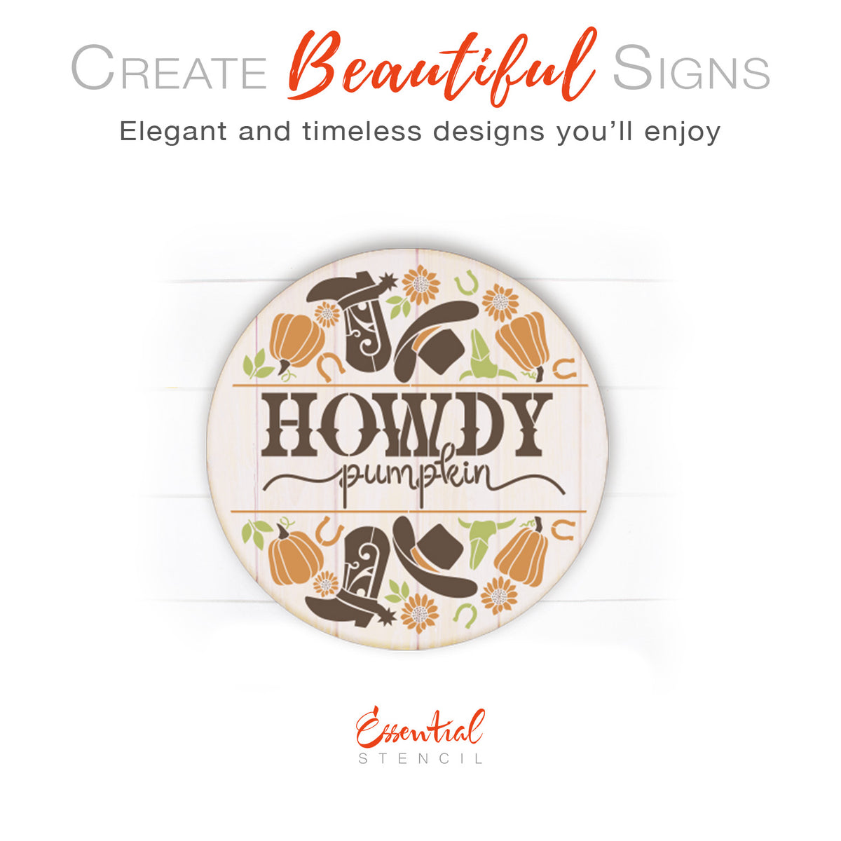 Howdy Pumpkin Door Hanger-Essential Stencil