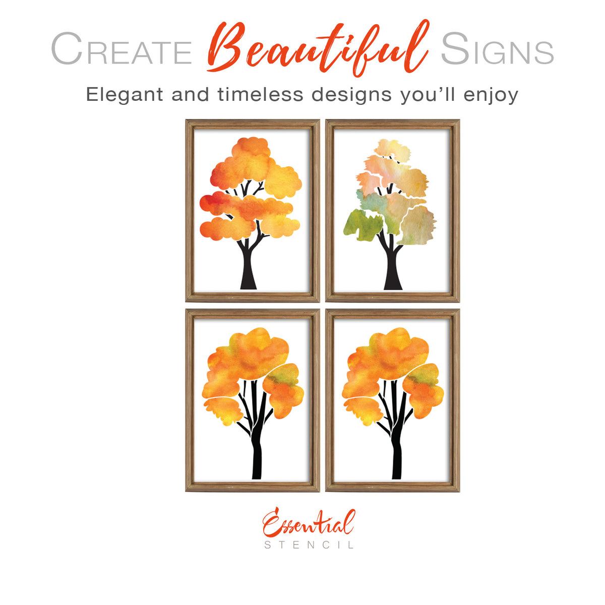 Autumn Trees Stencil Set (4 Pack)-Christmas-Essential Stencil