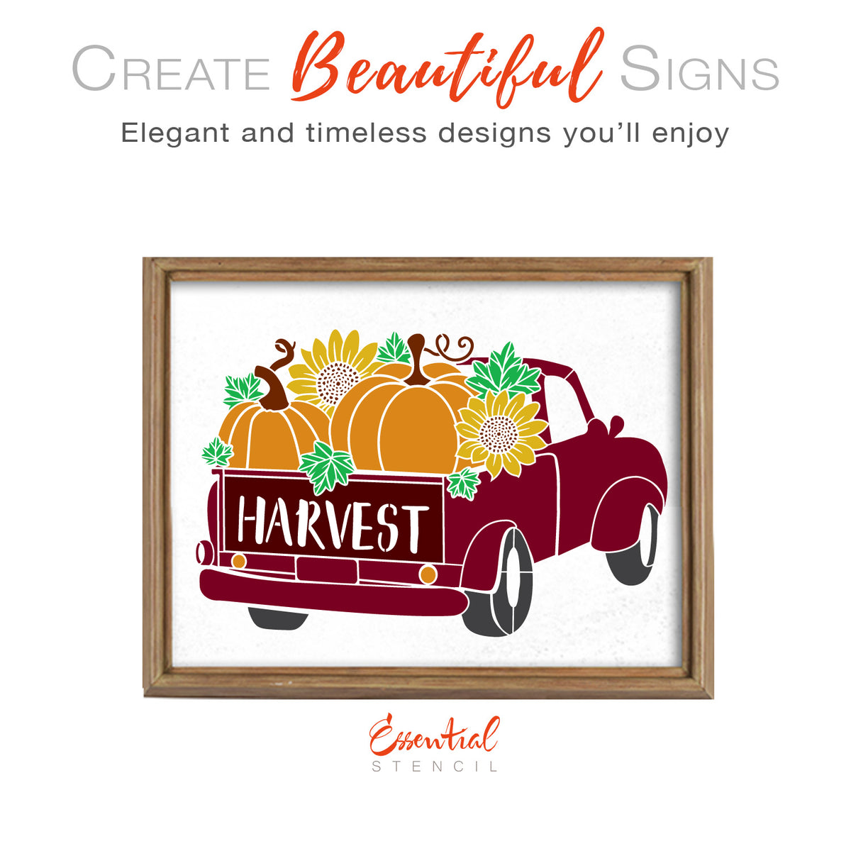 Harvest Vintage Truck Stencil-Essential Stencil