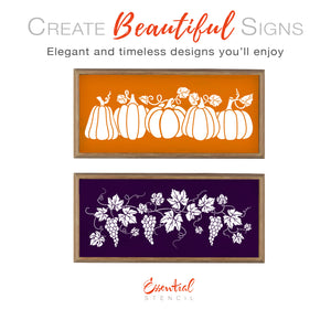 Pumpkins and Grapevine Sign Stencils (2 Pack)-Fall-Essential Stencil