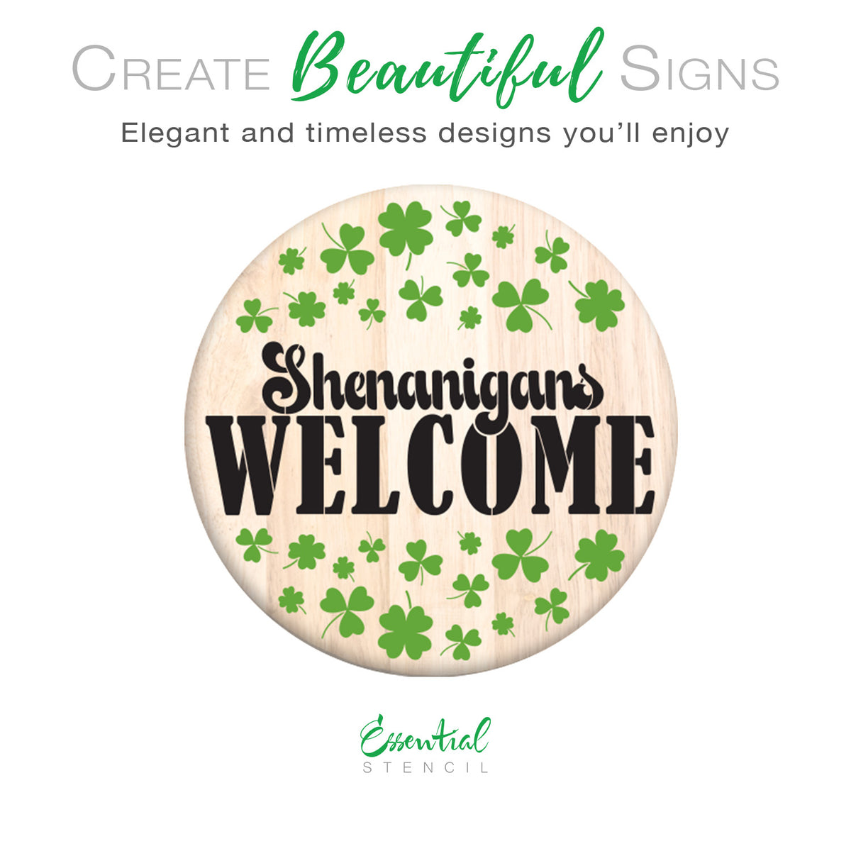 Shenanigans Welcome Door Hanger Sign Stencil-St. Patricks Day-Essential Stencil