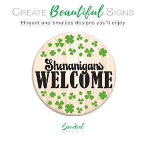 Shenanigans Welcome Door Hanger Sign Stencil-St. Patricks Day-Essential Stencil
