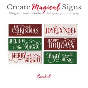 Holiday Script Christmas Stencil Set