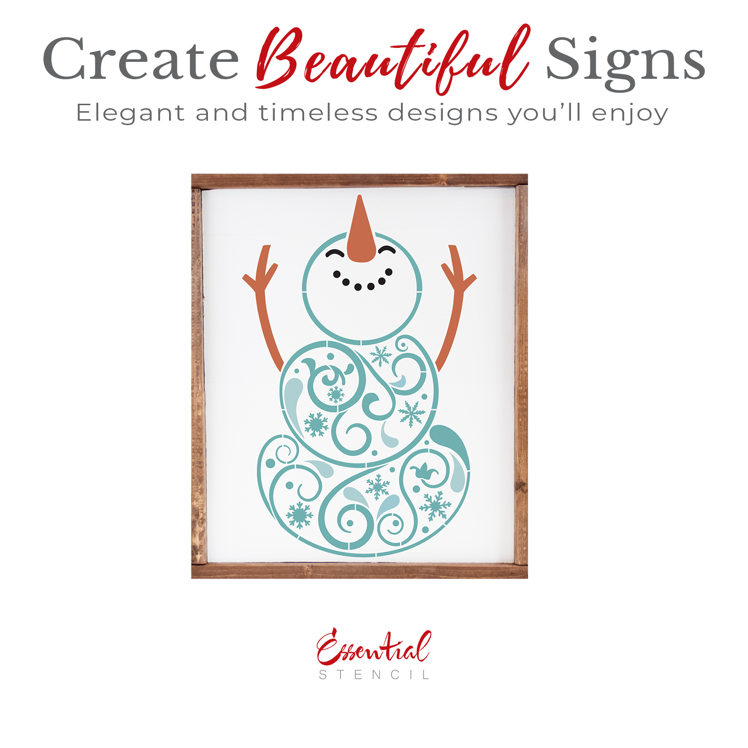 Whimsical Snowman Stencil-Christmas-Essential Stencil