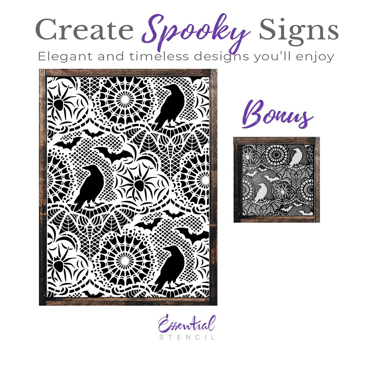 Gothic Lace & Spiderwebs Pattern Stencil-Halloween-Essential Stencil