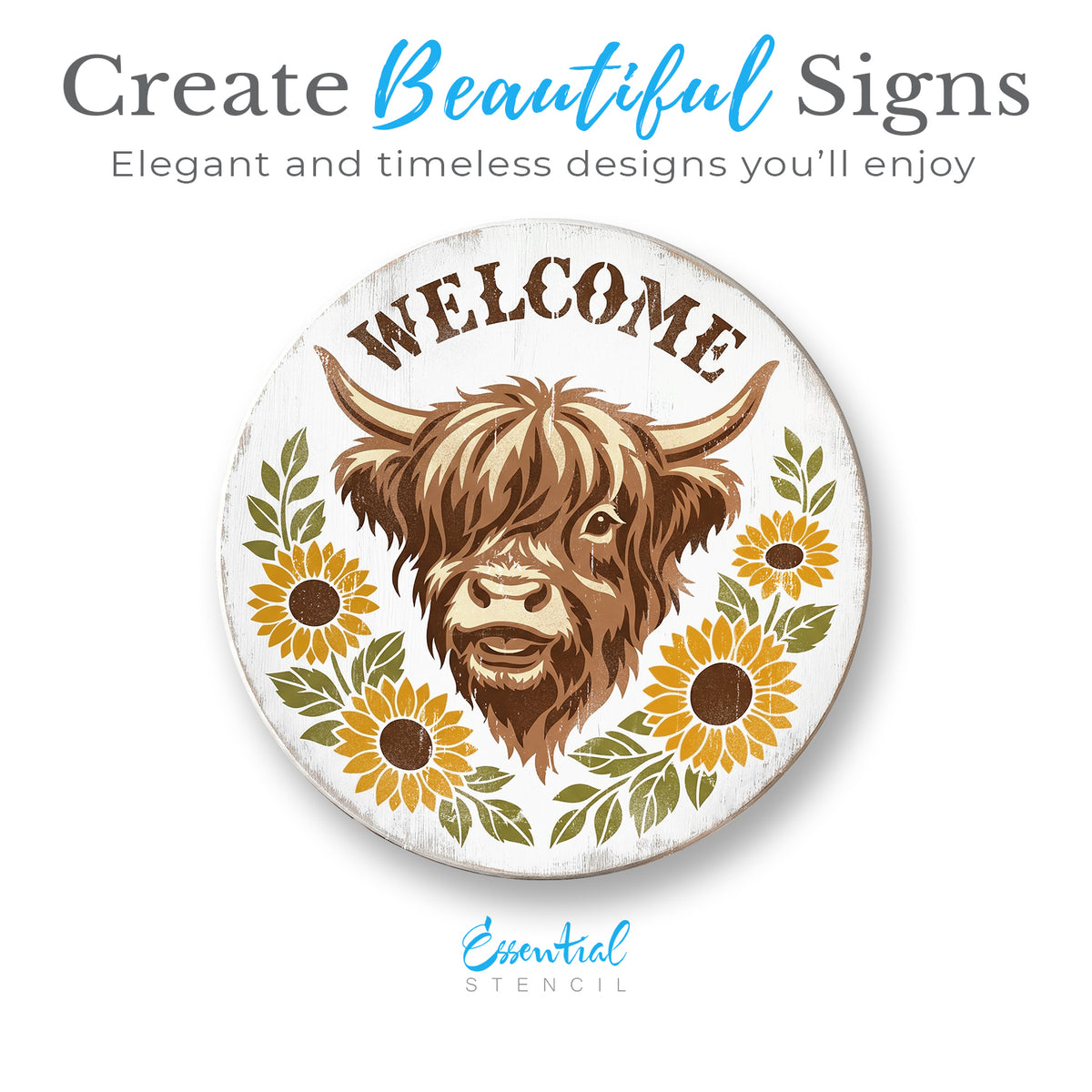 Highland Cow & Sunflower Welcome