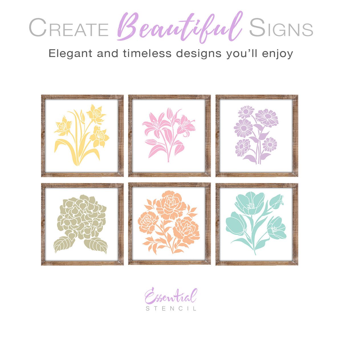 Lovely Florals Mini Stencils (6 Pack)-Spring-Essential Stencil