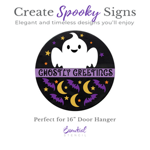 Ghostly Greetings Door Hanger Stencil-Halloween-Essential Stencil