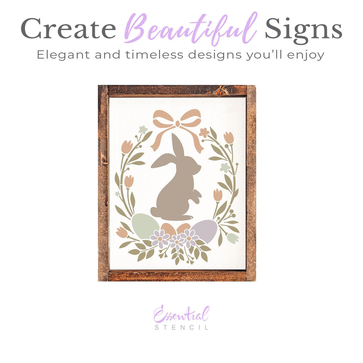 Happy Easter Wreath 8x10 Stencil-Easter-Essential Stencil