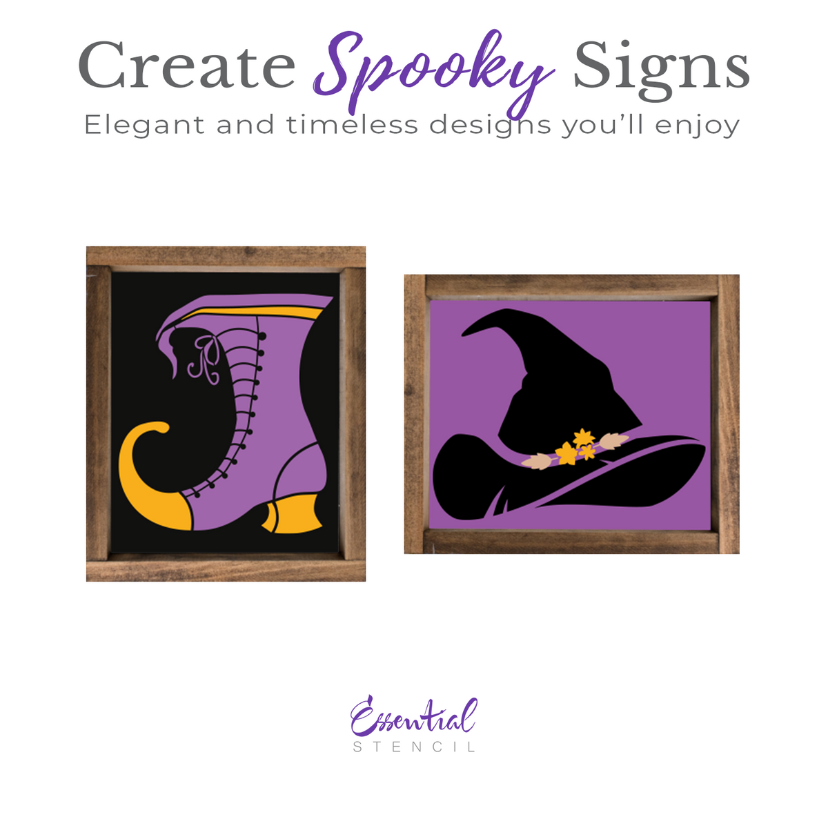 Witch Hat & Boot Silhouette Stencil (2pk)-Halloween-Essential Stencil