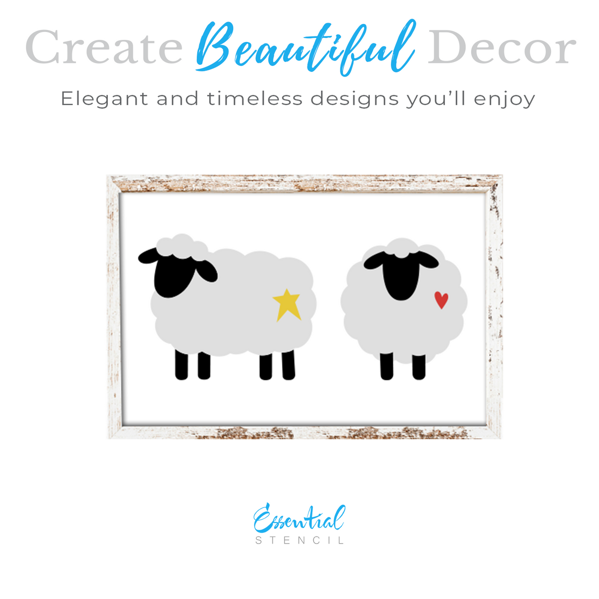 Primitive Sheep 12x12 Stencil-Fall-Essential Stencil