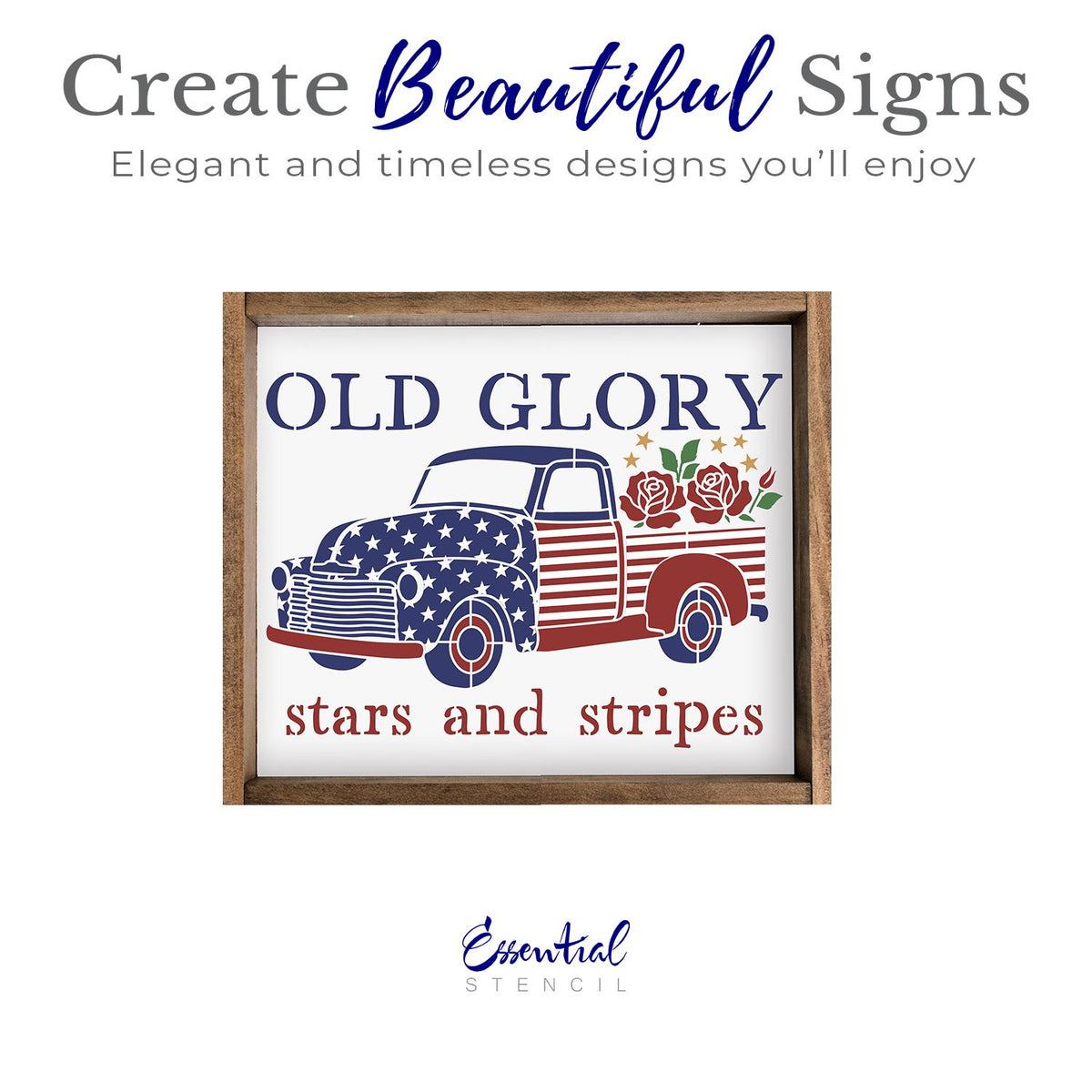 Old Glory Vintage Truck-Patriotic-Essential Stencil