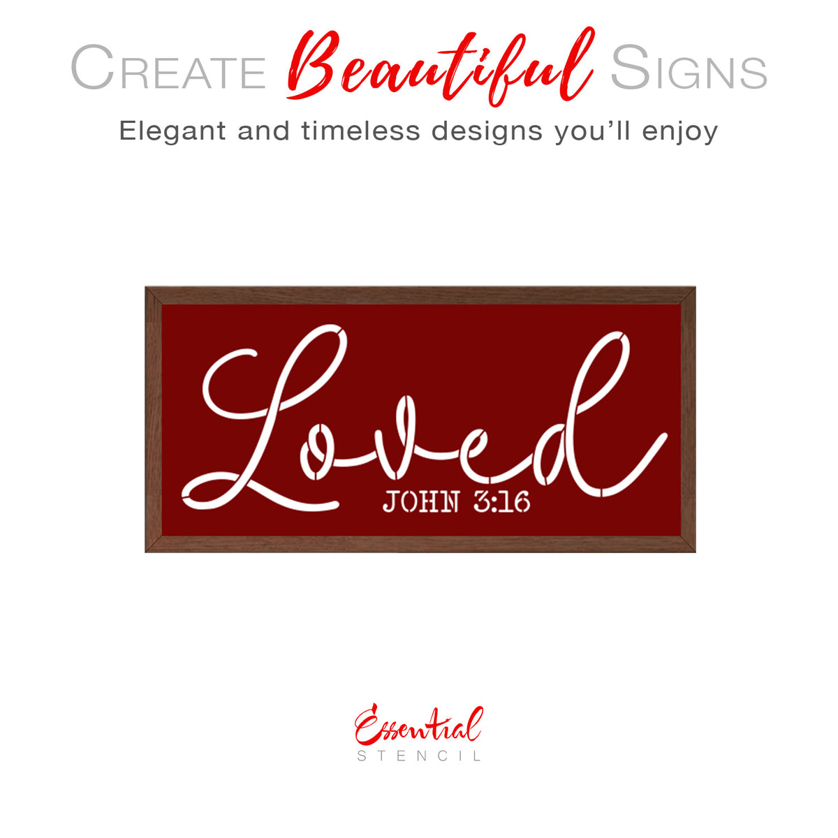 Loved John 3:16 Sign Stencil-Valentine-Essential Stencil
