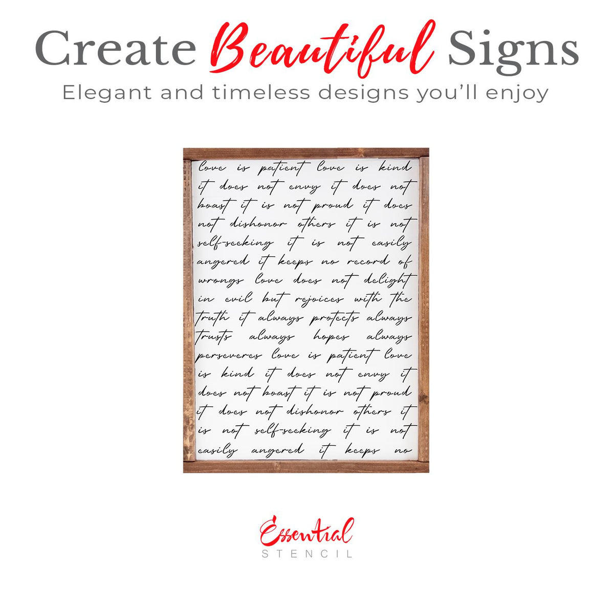 Love is patient script 12x16 Stencil-Valentine-Essential Stencil
