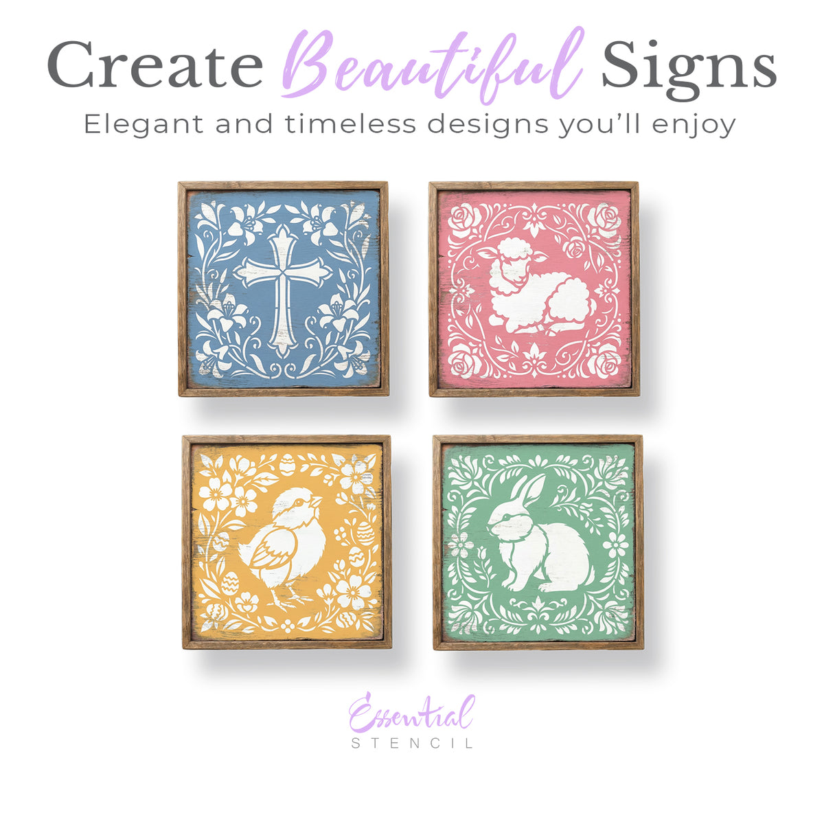 Easter Tiles 8x8 (4pk) Stencil-Easter-Essential Stencil