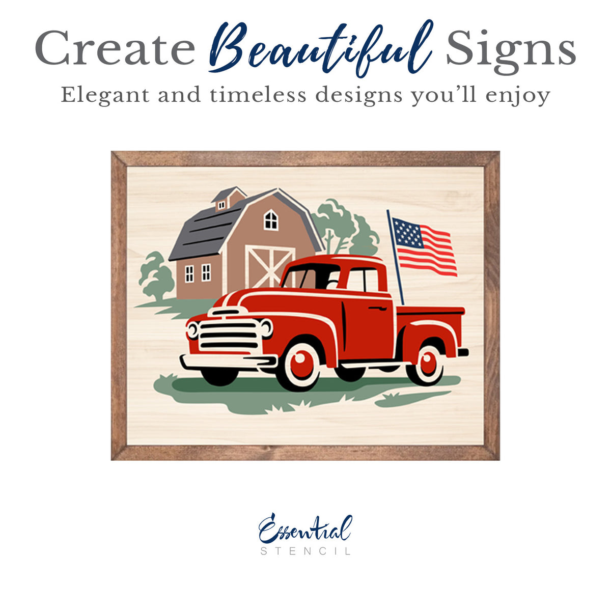 Layering Patriotic Barn and Truck Stencil-Patriotic-Essential Stencil