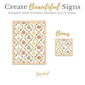 Pumpkin Harvest Pattern Stencil-Fall-Essential Stencil