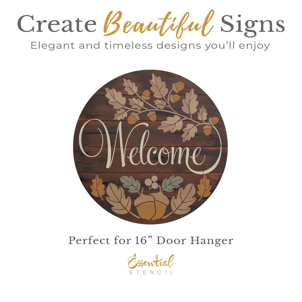 Oak & Acorn Welcome Door Hanger Stencil-Fall-Essential Stencil