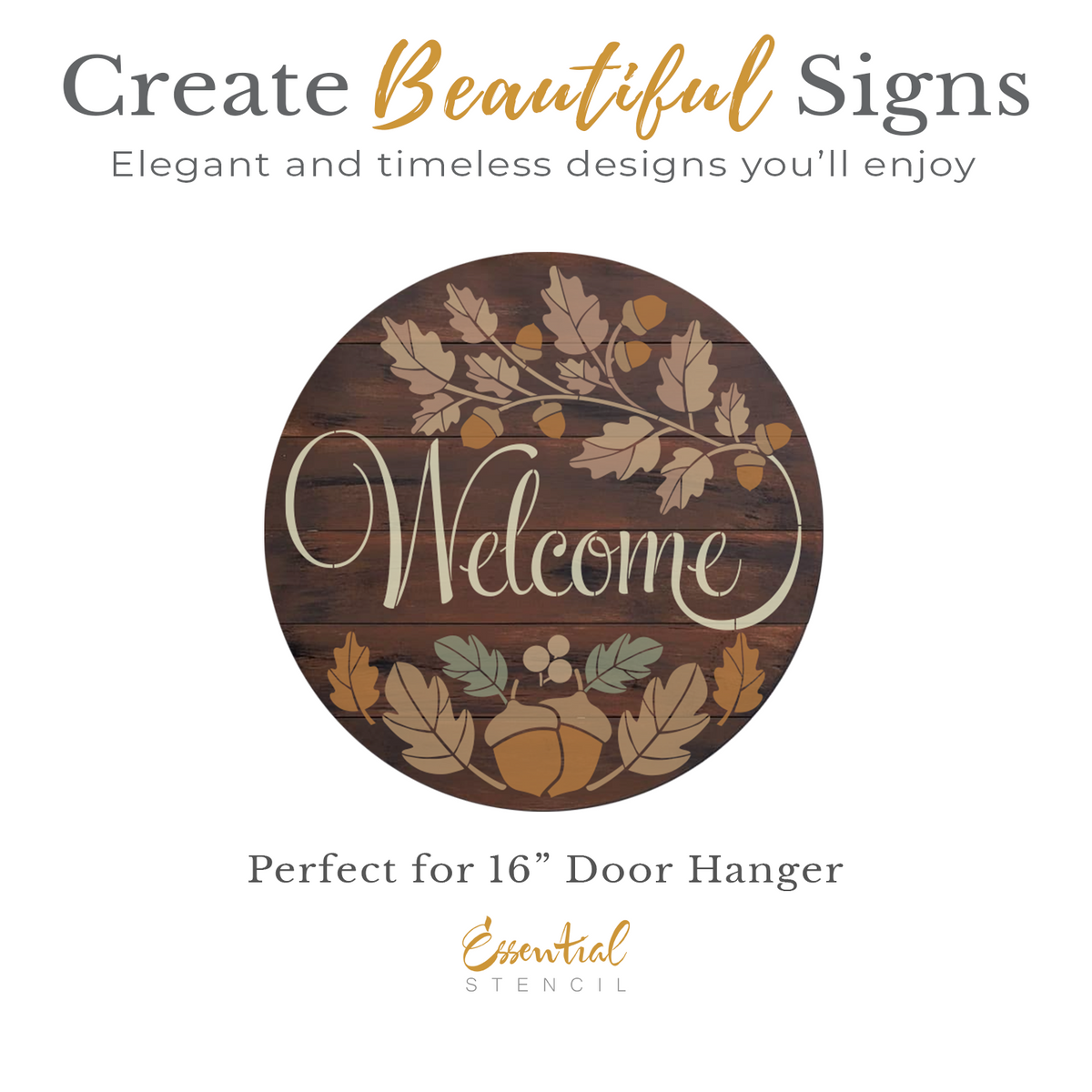 Oak & Acorn Welcome Door Hanger Stencil