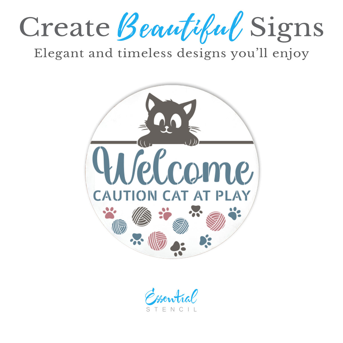 Welcome Cats Door Hanger Stencil-Christmas-Essential Stencil