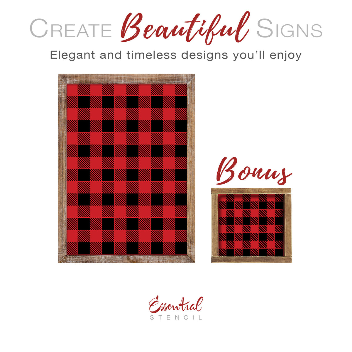 Reusable Buffalo Check Stencil + Bonus Essential Stencil