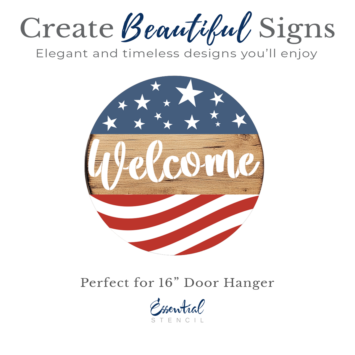 American Flag Welcome-Patriotic-Essential Stencil