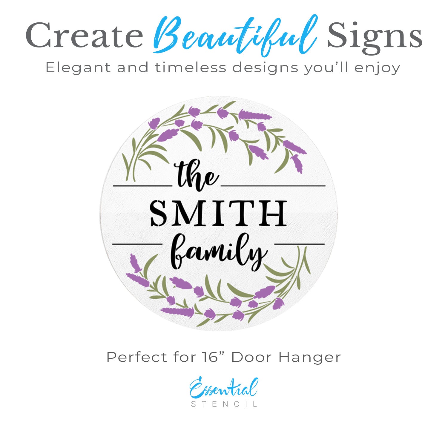 Customizable Family Door Hanger 16 inches Stencil Set - Essential Stencil