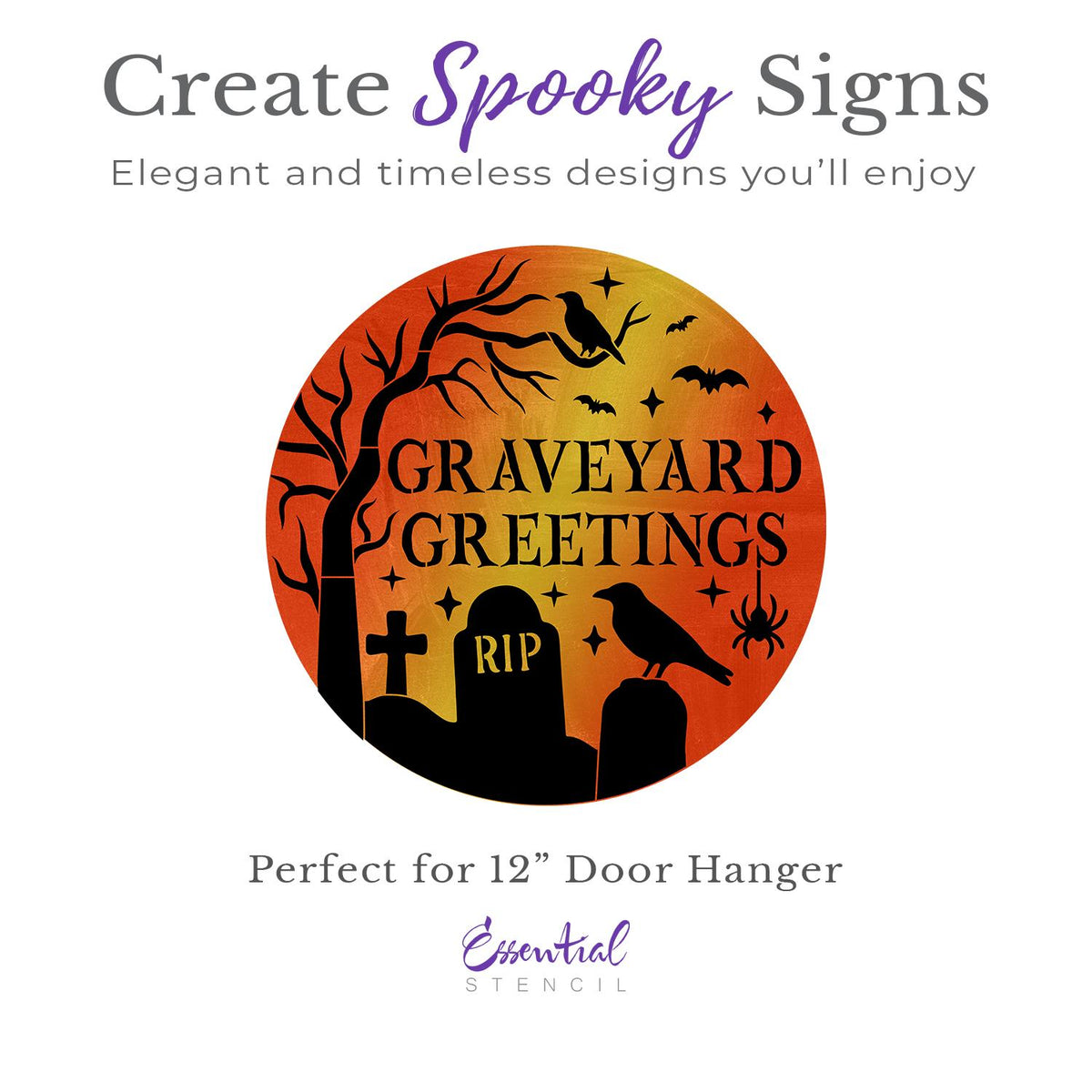 Graveyard Greetings Door Hanger Stencil-Halloween-Essential Stencil