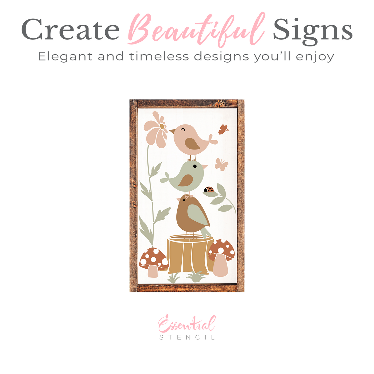 Stacked Happy Birds Stencil Set-Spring-Essential Stencil
