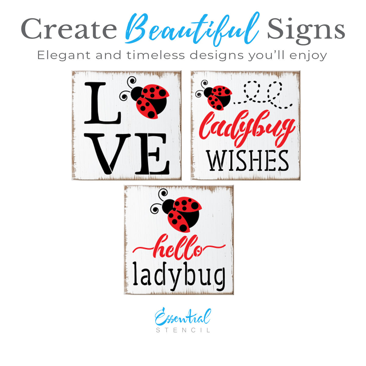 Ladybug Wishes Mini Stencil Set (4pcs)-Summer-Essential Stencil