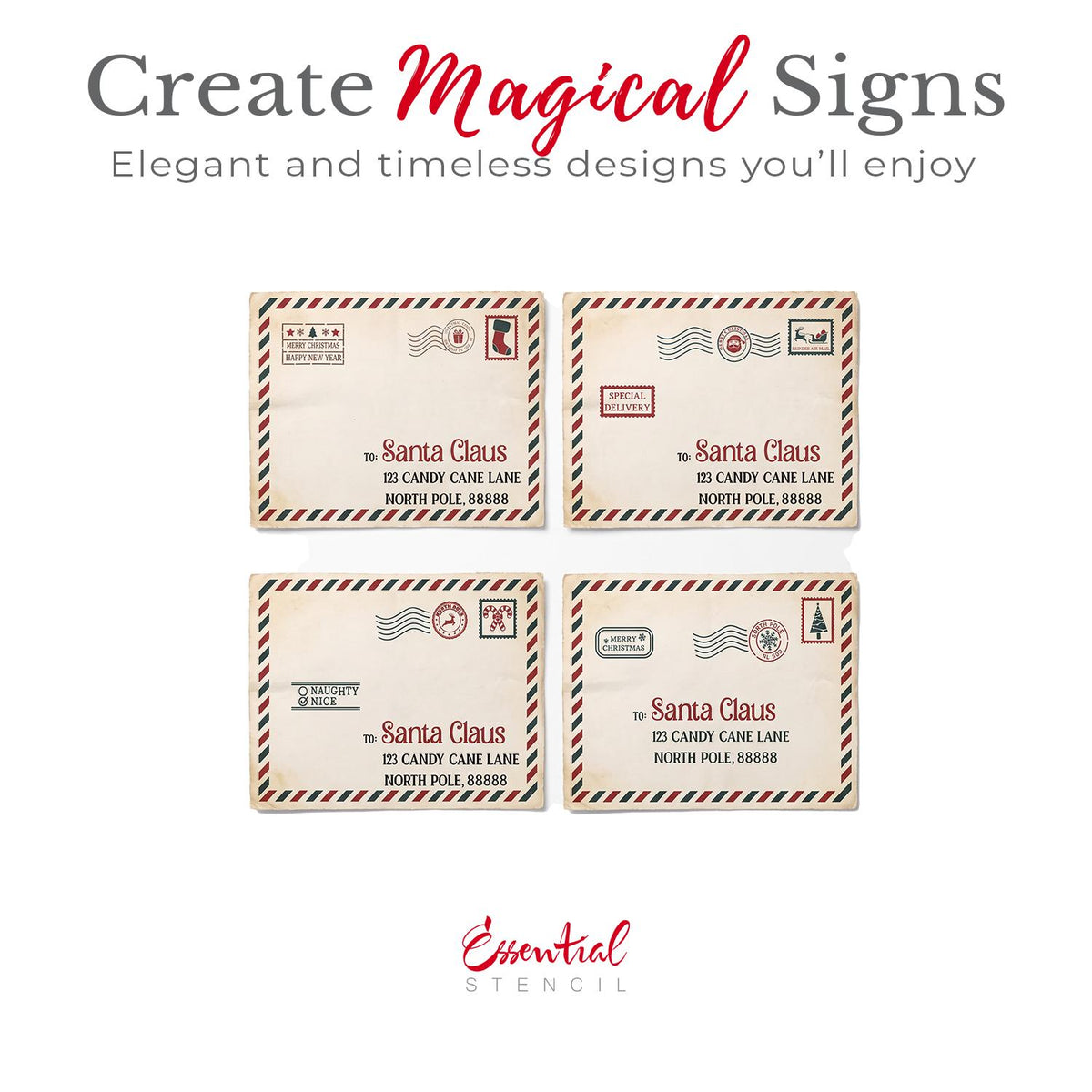 Christmas Postage to Santa Stencil-Christmas-Essential Stencil