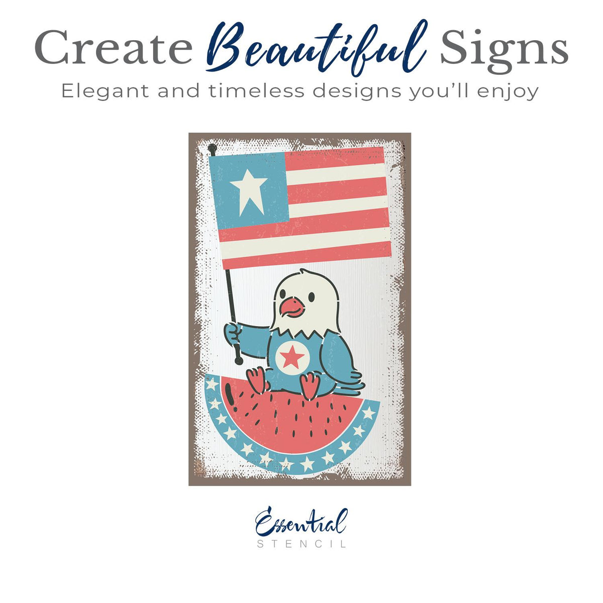 Slice of Freedom-Patriotic-Essential Stencil
