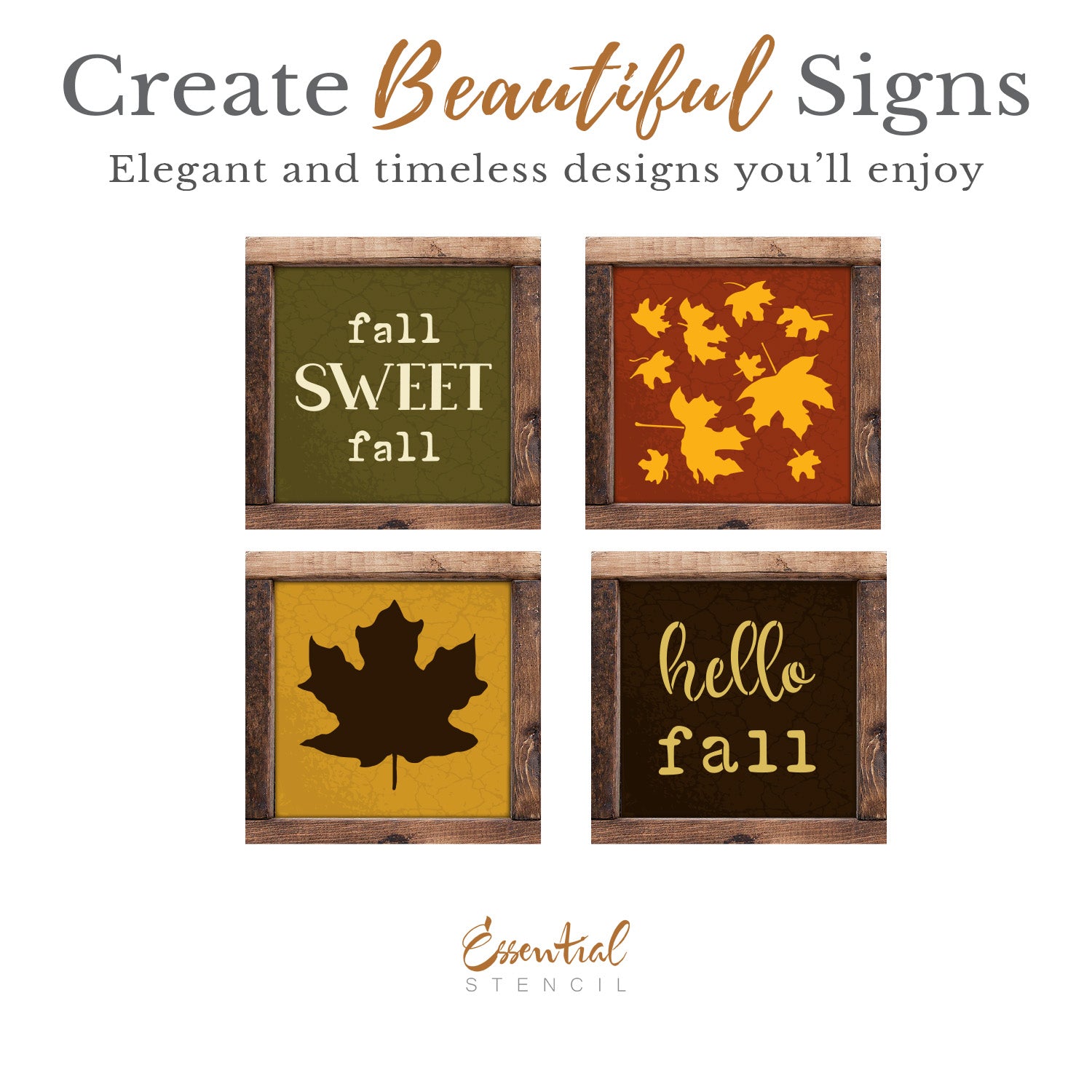 Stincil Fall Maple Autumn Greetings Mini Stencil 4pk - Essential Stencil