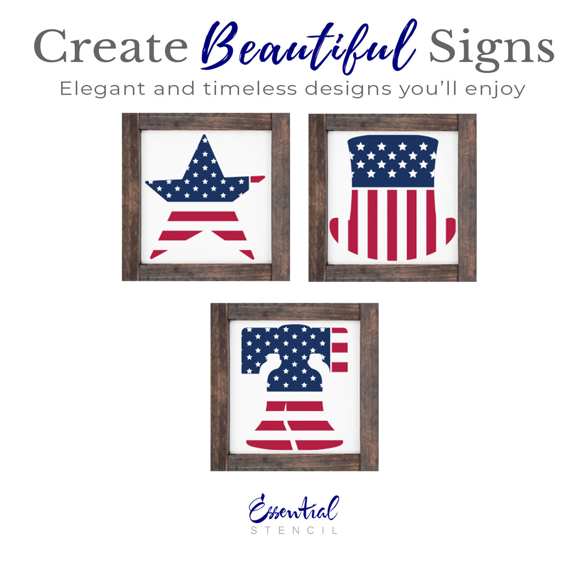 Patriotic Silhouettes Stencil Set (6pc)-Patriotic-Essential Stencil