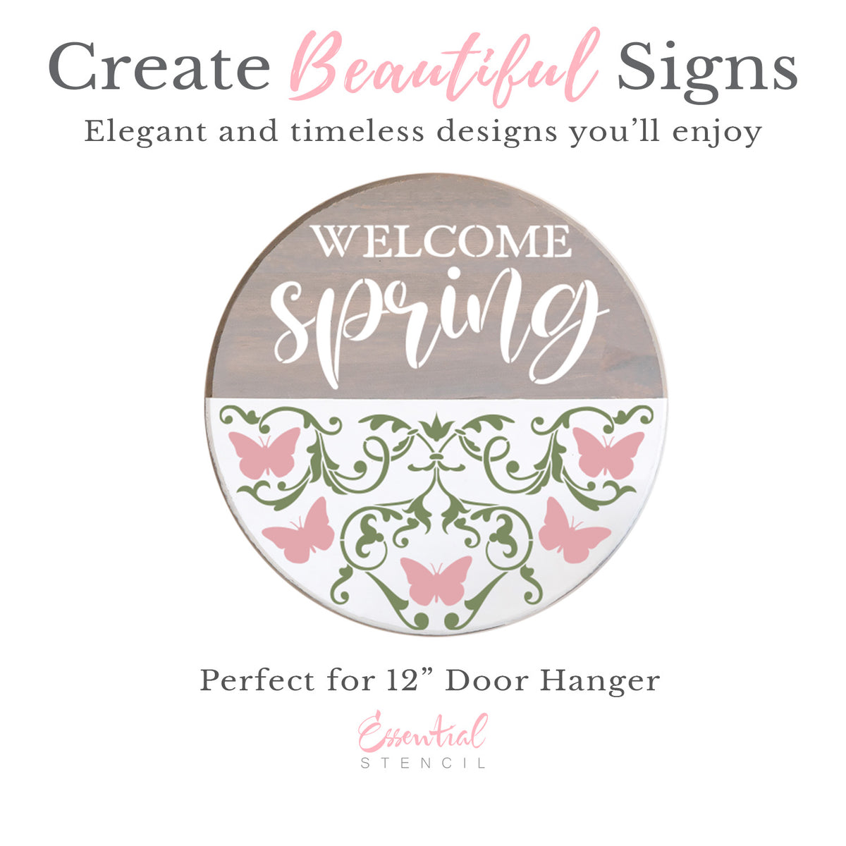 Welcome Spring Butterly Door Hanger 12x12 Stencil-Spring-Essential Stencil