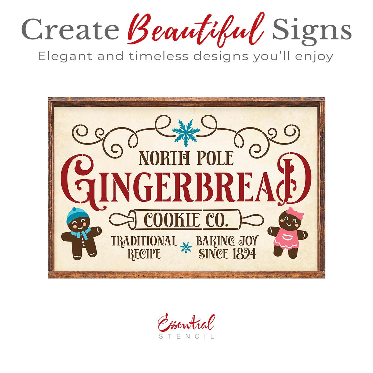 Gingerbread Bakeshop Stencil 16X10 Stencil-Christmas-Essential Stencil