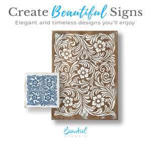 Tooled Leather Pattern + bonus-Home-Essential Stencil