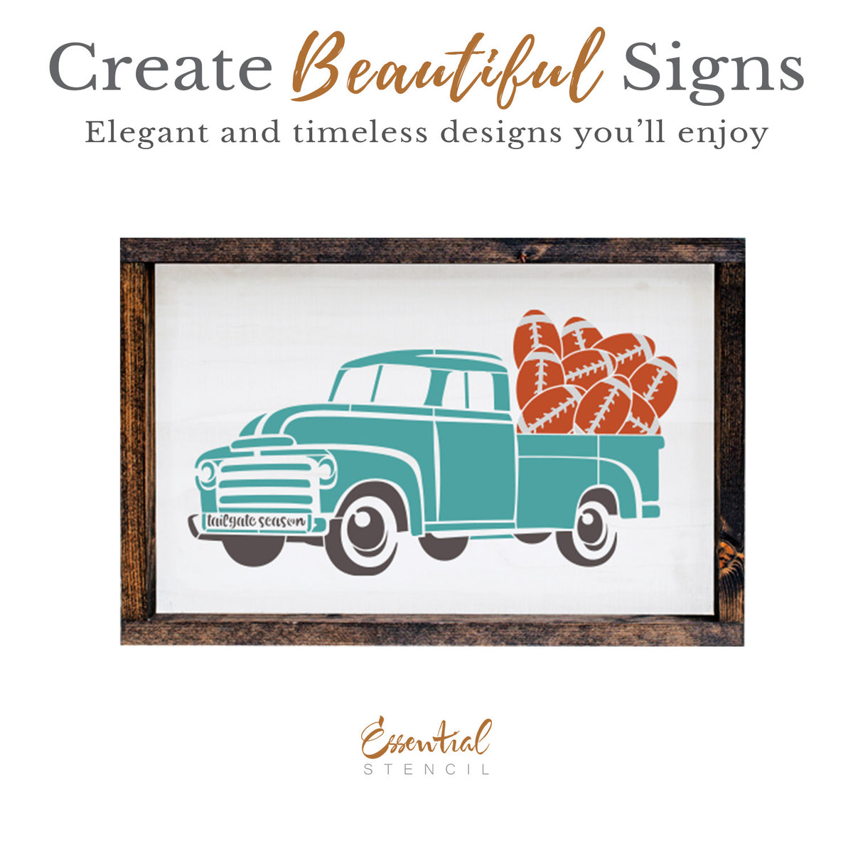 Tailgate Season Vintage Truck Stencil (Free Gift $90+)-Fall-Essential Stencil