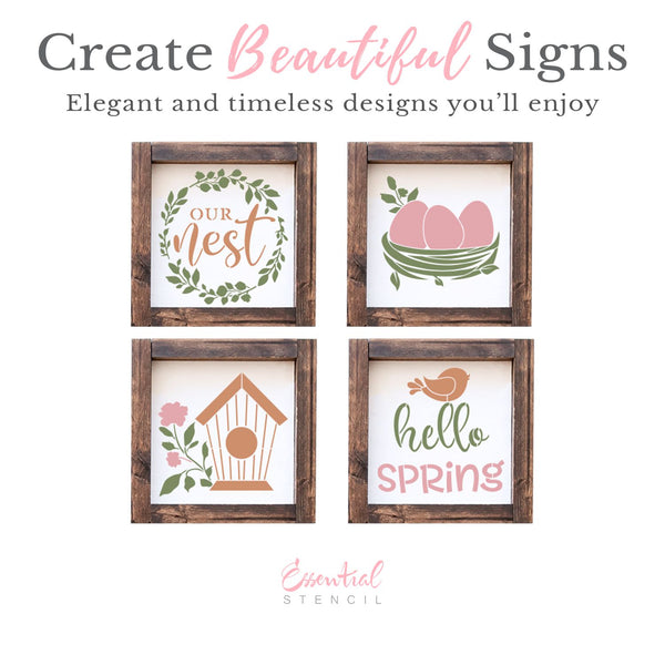 Our Nest 6x6 Mini Sign Stencils (4 Pack) - Essential Stencil