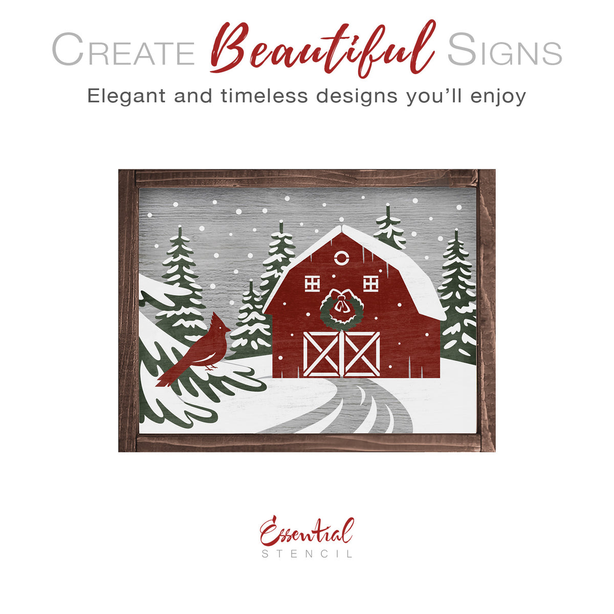 Winter Barn Layering Stencil-Christmas-Essential Stencil